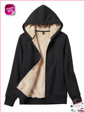 Women Sherpa Fleece Lined Zip Up Hoodie Warm Sweatshirt
